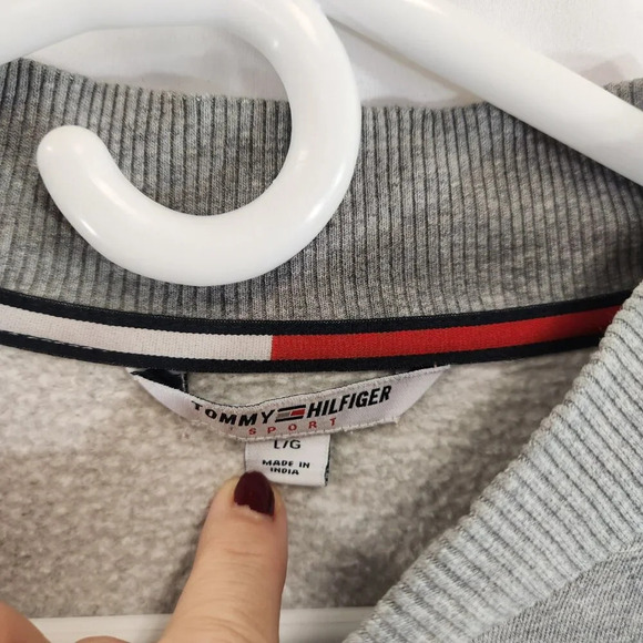 Tommy Hilfiger Sport Color Block Cropped Sweatshirt Womens  Large - Picture 6 of 10